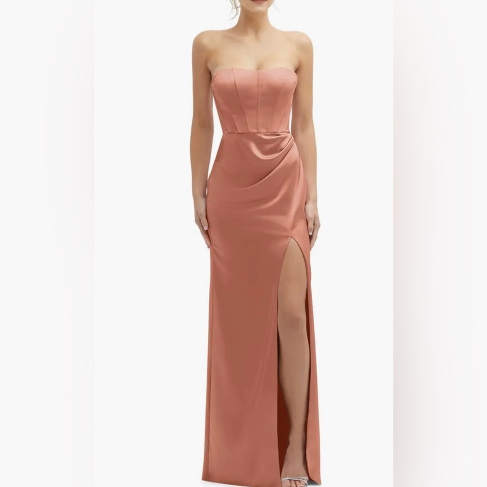 After Six Corset Strapless Charmeuse Gown in Copper Size 0 NWT
